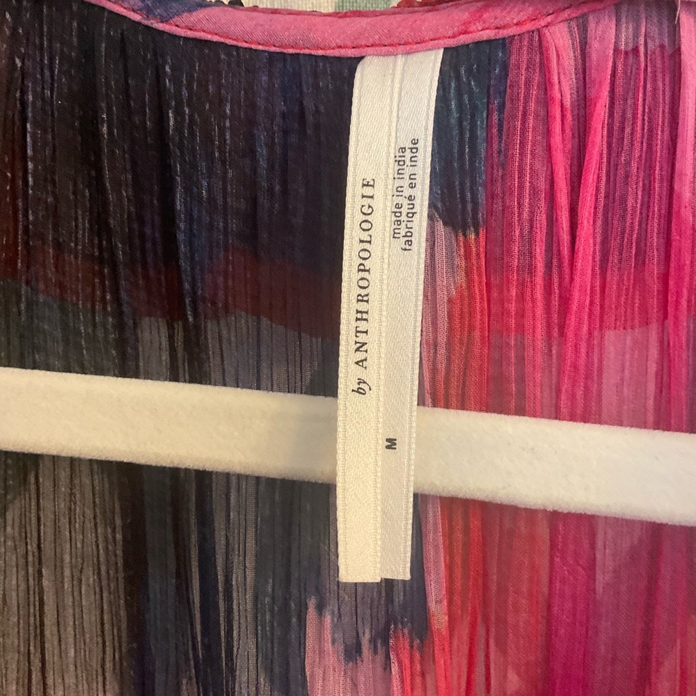 Anthropologie Marais Sheer Long Sleeve Maxi Dress in pink and red + multicolors - Picture 5 of 9